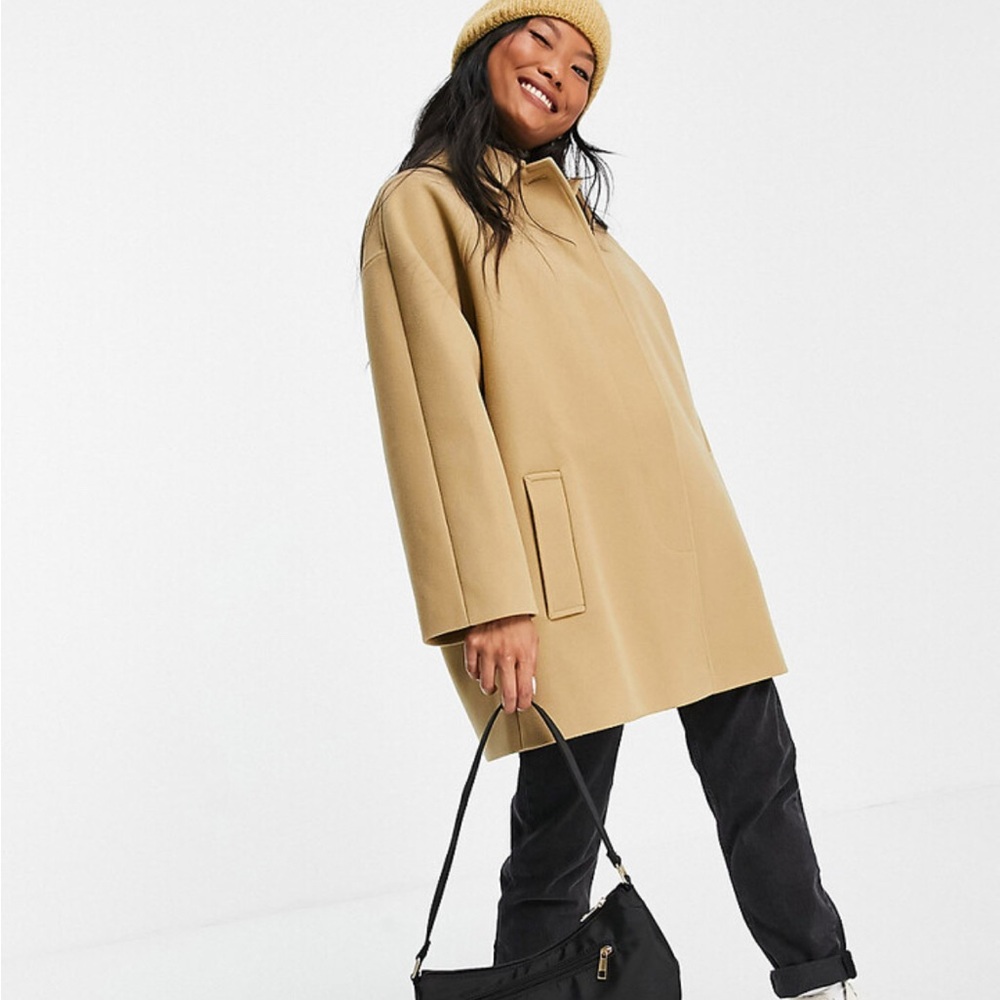 ASOS Design Camel Pea Coat